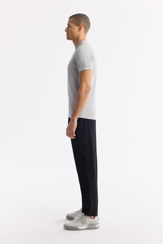 Gri Bisiklet Yaka Rayon Triko T-Shirt
