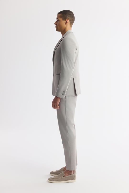 Gri Mono Yaka Pamuklu Hafif Bi-Stretch Blazer Ceket