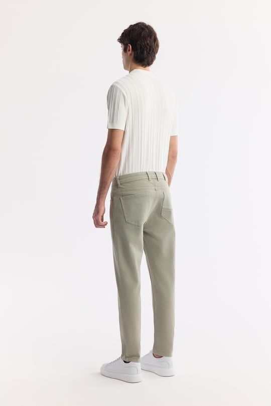 Haki Klasik Bel Pamuklu Elastan Jean Pantolon