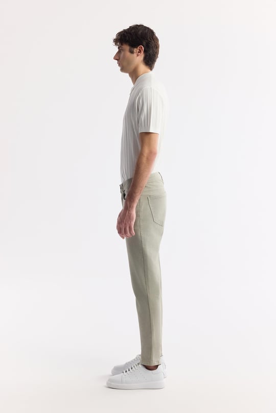 Haki Klasik Bel Pamuklu Elastan Jean Pantolon