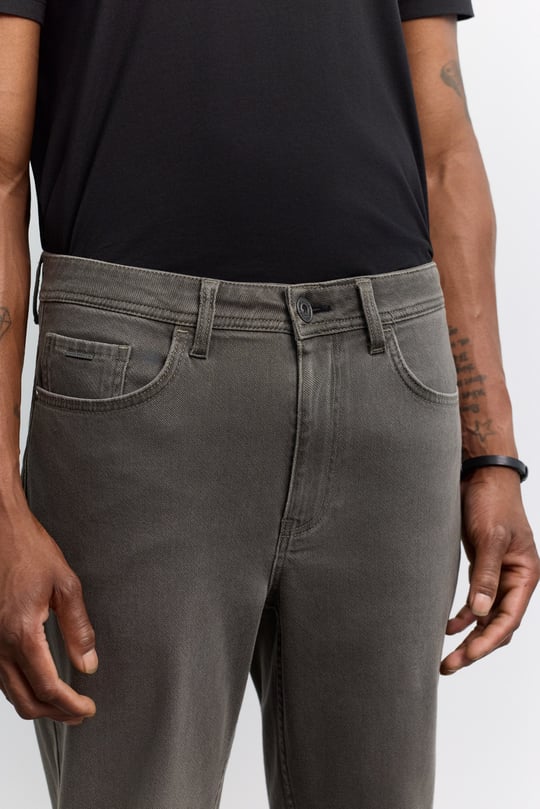 Haki Eskitme Yıkamalı Pamuklu Elastan Jean Pantolon