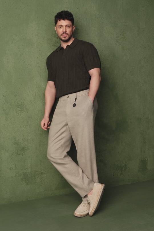Haki Polo Yaka Düğmeli Soft Touch Triko T-Shirt
