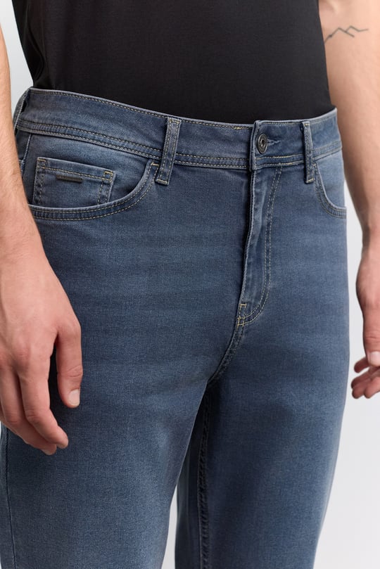 İndigo Eskitme Yıkamalı Pamuklu Elastan Jean Pantolon