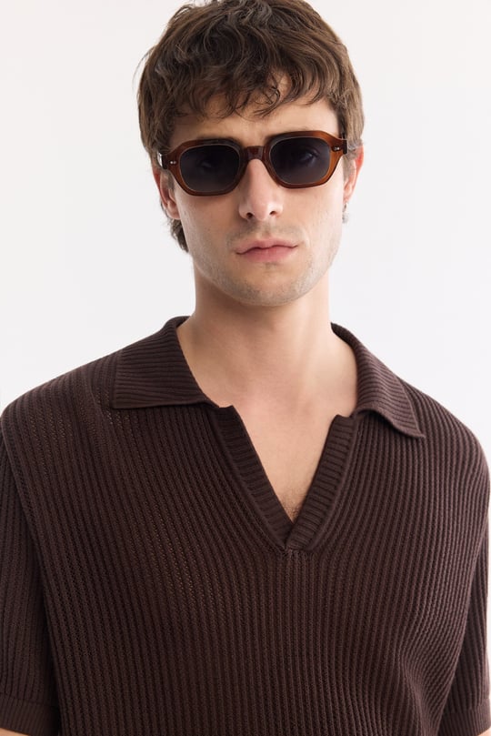 Kahverengi Polo Yaka Soft Touch Triko T-Shirt