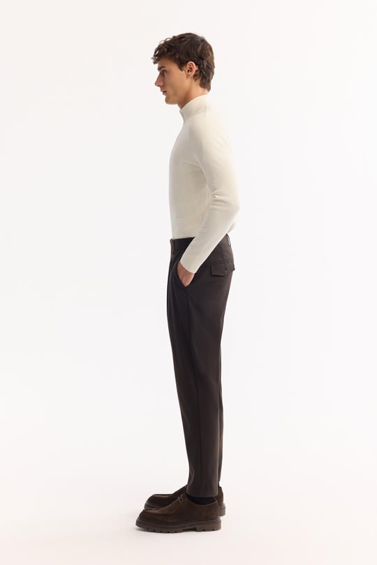 Kahverengi Klasik Bel Yün Karışımlı Soft Touch Pantolon