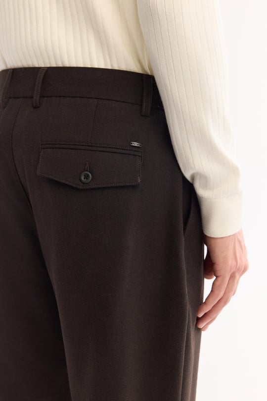 Kahverengi Klasik Bel Yün Karışımlı Soft Touch Pantolon