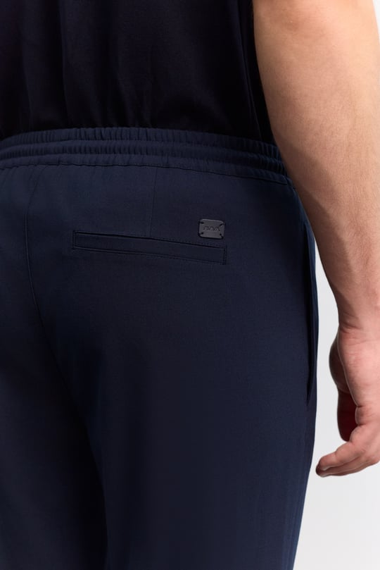 Lacivert Beli Lastikli Bağcıklı Duble Paça Jogger Pantolon