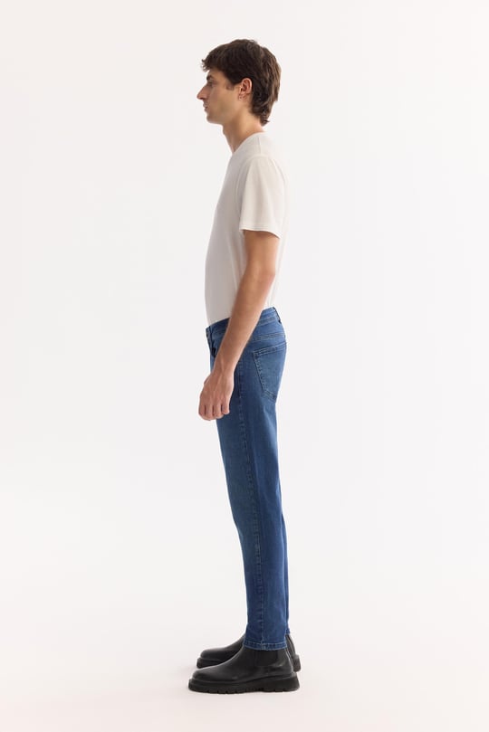Lacivert Klasik Bel Eskitme Yıkamalı Elastan Jean Pantolon