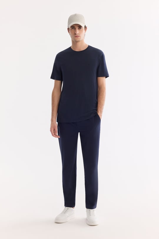Lacivert Bisiklet Yaka Soft Touch Basic T-Shirt