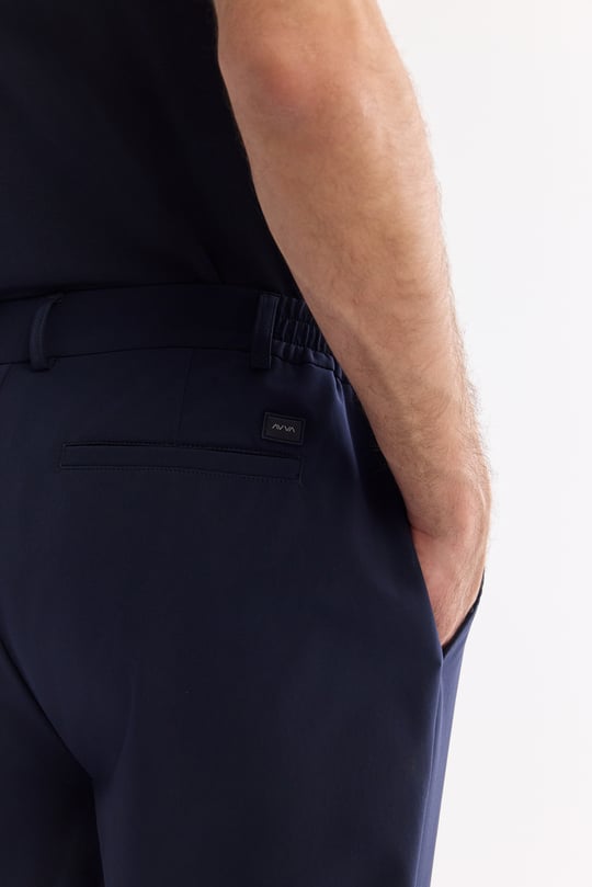 Lacivert Yanı Lastikli Kırışmaz Teknik Kumaş Chino Pantolon