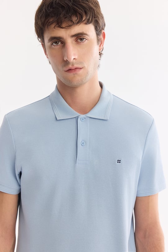 Mavi Kıvrılmaz Polo Yaka %100 Pamuk Basic T-Shirt