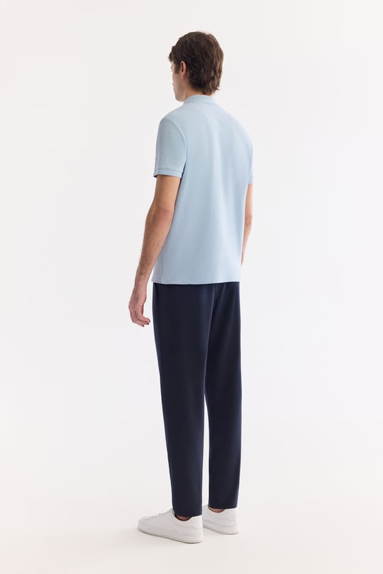 Mavi Kıvrılmaz Polo Yaka %100 Pamuk Basic T-Shirt
