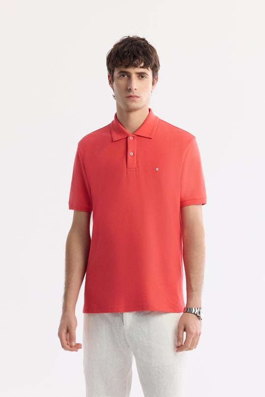 Mercan Kıvrılmaz Polo Yaka %100 Pamuk Basic T-Shirt