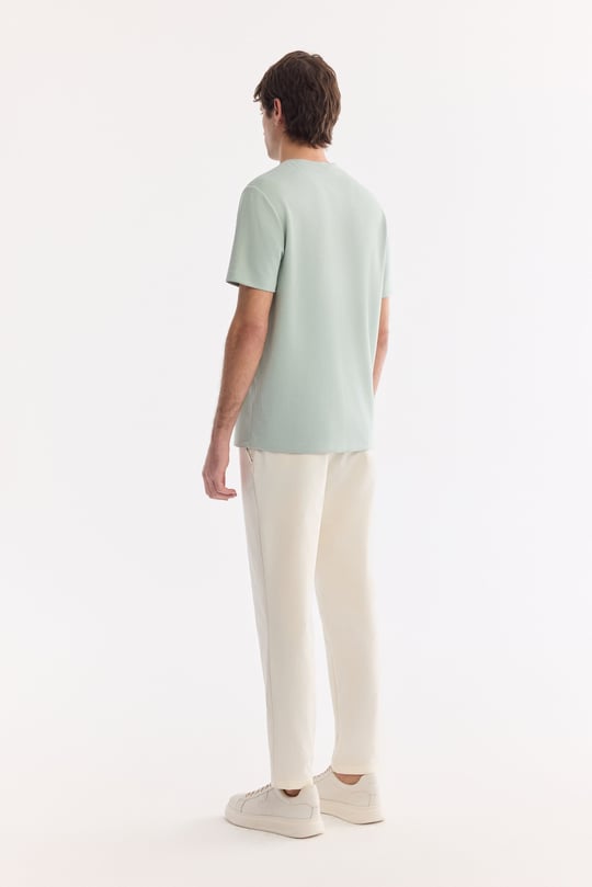Mint Yeşil Bisiklet Baskılı Viskon Karışımlı Bi-Stretch İnterlok T-Shirt