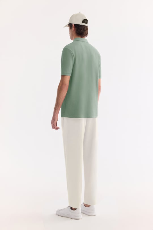 Mint Yeşil Kıvrılmaz Polo Yaka %100 Pamuk Basic T-Shirt