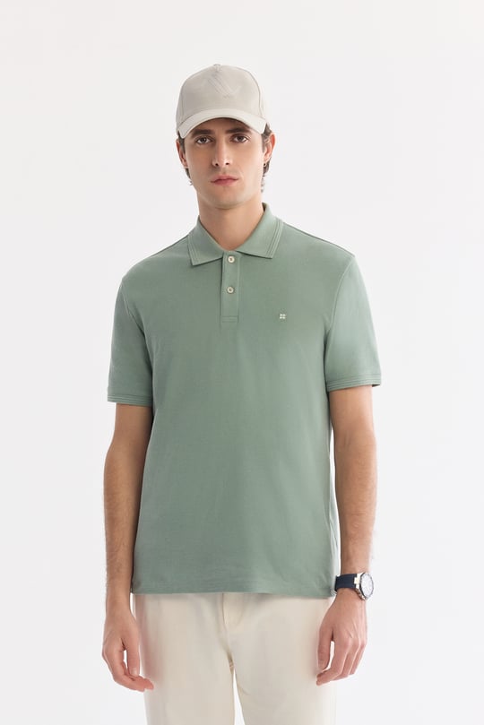 Mint Yeşil Kıvrılmaz Polo Yaka %100 Pamuk Basic T-Shirt