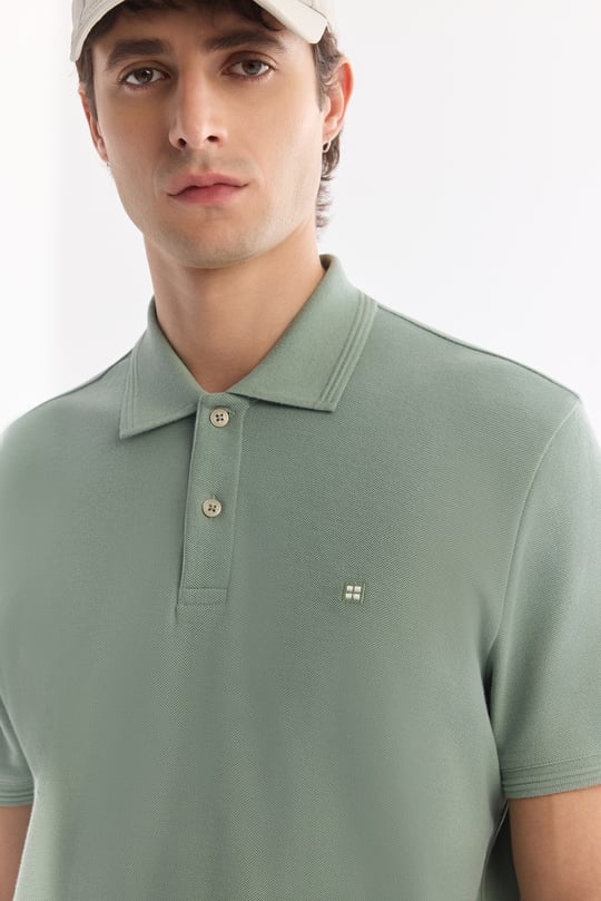 Mint Yeşil Kıvrılmaz Polo Yaka %100 Pamuk Basic T-Shirt