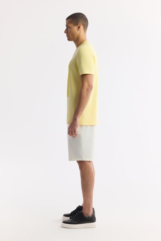 Sarı Bisiklet Yaka Baskılı Bi-Stretch İnterlok T-Shirt