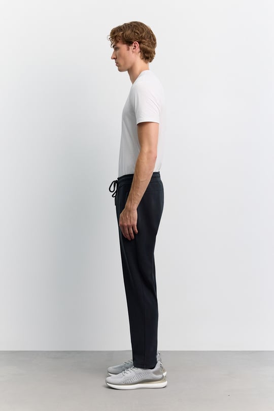 Siyah Beli Lastikli Bağcıklı Soft Touch Eşofman Altı