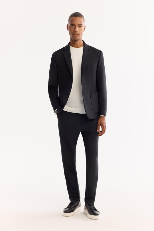 Siyah Mono Yaka Bi-Stretch Su İtici Kırışmaz Blazer Ceket