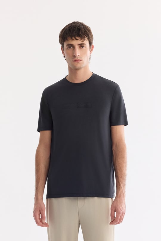 Siyah Bisiklet Yaka Modal Karışımlı Soft Touch T-Shirt