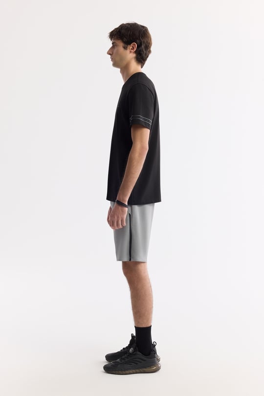 Siyah Bisiklet Yaka Pamuklu 2 İplik T-Shirt