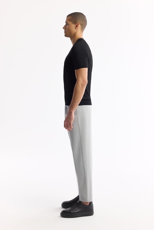 Siyah Bisiklet Yaka Rayon Triko T-Shirt