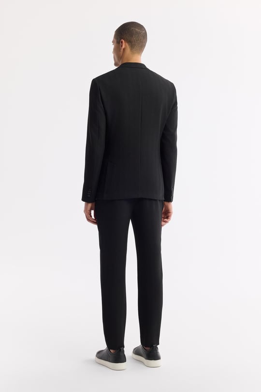 Siyah Mono Yaka Viskon Karışımlı Hafif Bi-Stretch Blazer Ceket