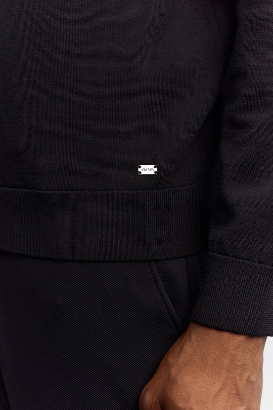 Siyah Polo Yaka Rayon Tüylenmeyen Basic Triko Kazak