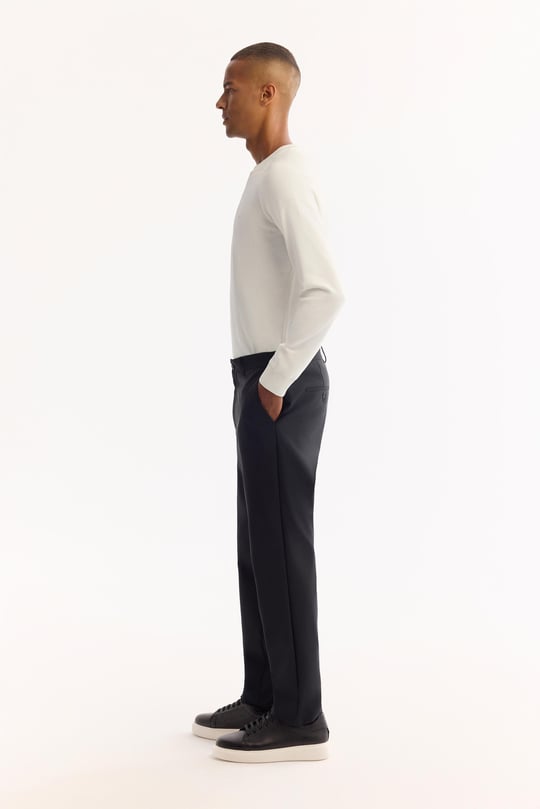 Siyah Klasik Bel Bi-Stretch Kırışmaz Pantolon