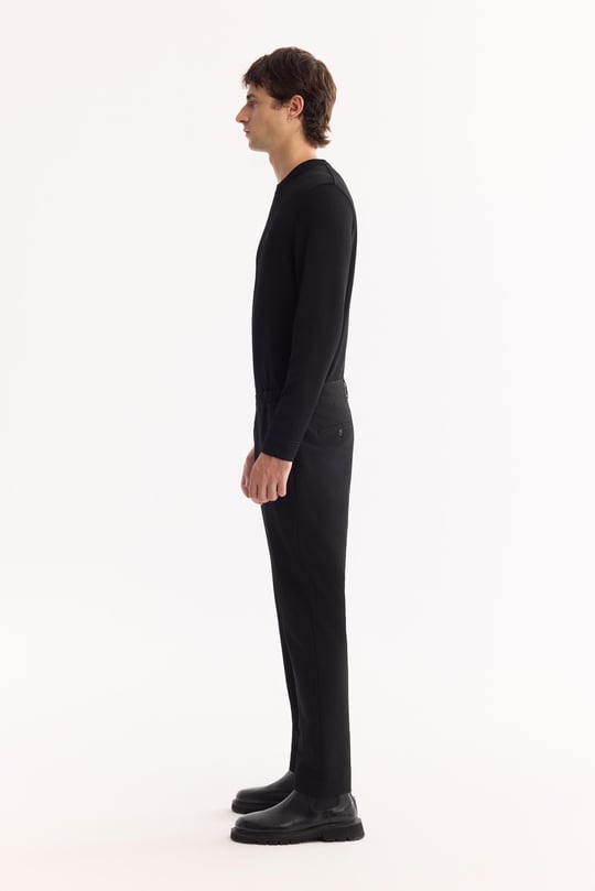 Siyah Yani Lastikli Bi-Stretch Hafif Pantolon