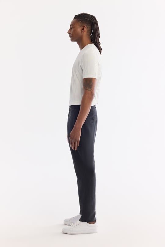 Siyah Yanı Lastikli Soft Touch Chino Pantolon