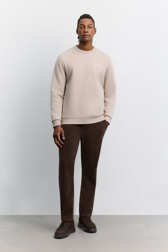 Taş Bisiklet Yaka 3 İplik Şardonlu -4 Dereceye Dayanıklı Sweatshirt