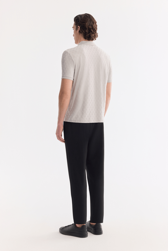 Taş Kıvrılmaz Polo Yaka Fermuarlı T-Shirt