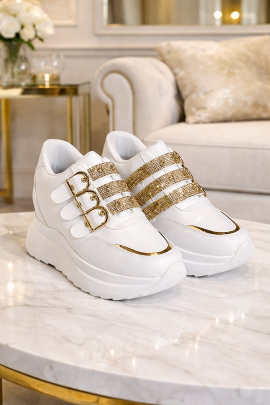 Golden Step Gizli Topuklu Spor Ayakkabı Beyaz - Spor Ayakkabı