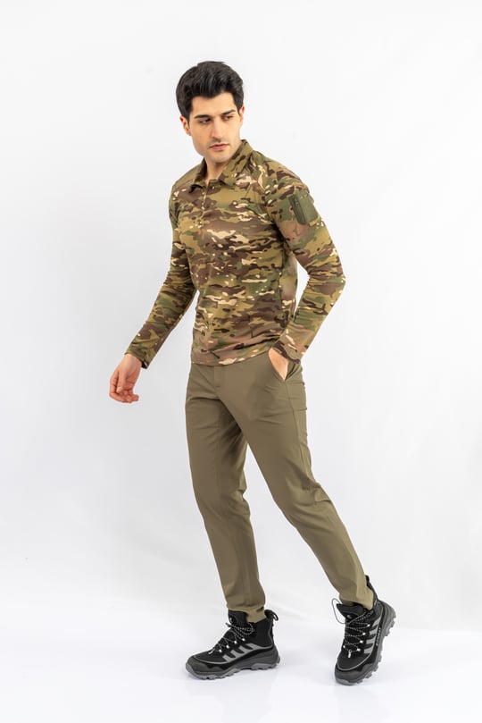 T-SHIRT TACTICAL U.KOL PİKE KAMUFLAJ  - 823