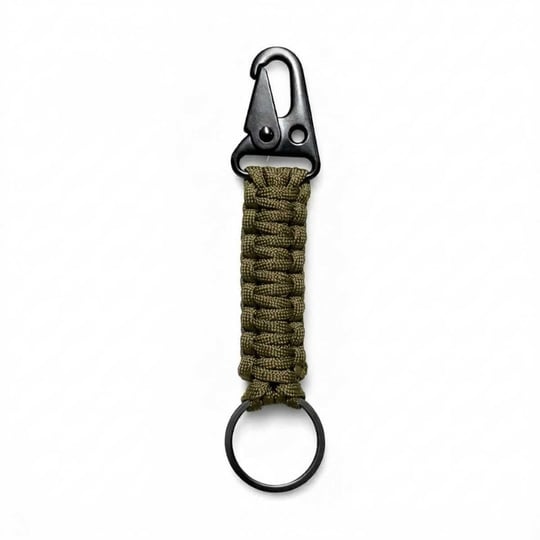 Askeri Karabinalı Paracord Anahtarlık ve Çanta Askısı Haki