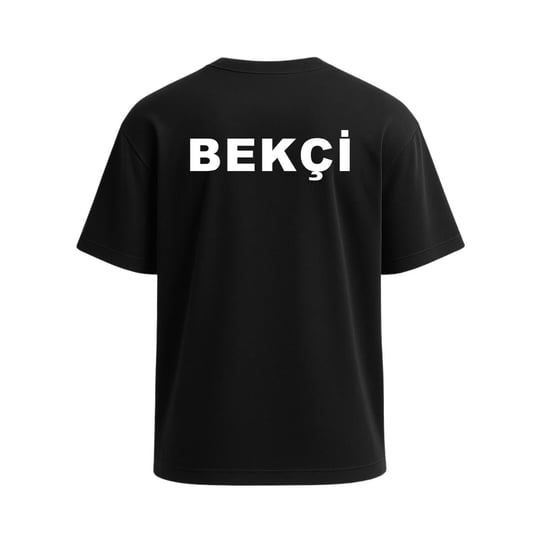 Bekçi Baskılı Bisiklet Yaka Tişört Siyah