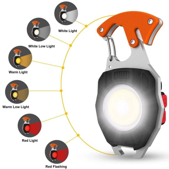 Çok Fonksiyonlu Mini Led Fener Tornavida Düdük Şişe Açacağı Mıknatıslı Anahtarlık PD-808