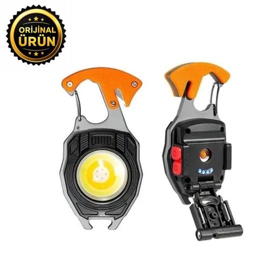 Çok Fonksiyonlu Mini Led Fener Tornavida Düdük Şişe Açacağı Mıknatıslı Anahtarlık PD-808