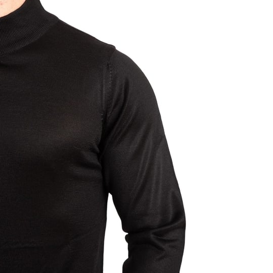 Tugan Erkek Slim Fit Yarım Balıkçı Yaka Kazak Siyah