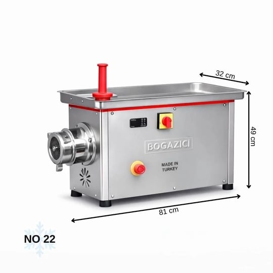 Boğaziçi No 22 Sökülebilir Soğutmalı Paslanmaz Kıyma Makinesi 380V