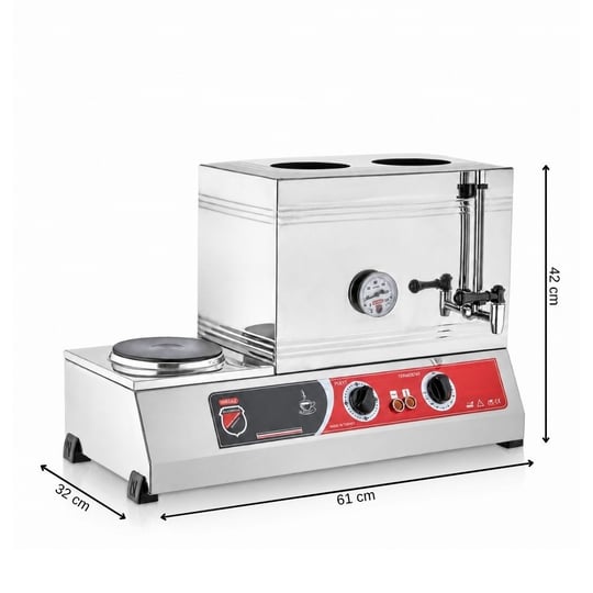 Silverinox Elektrikli 40lık - 2 Demlikli 28 Litre Çay Ocağı - Pleytli