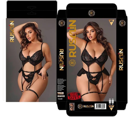 ç8020-big size dantelli jartiyer-siyah