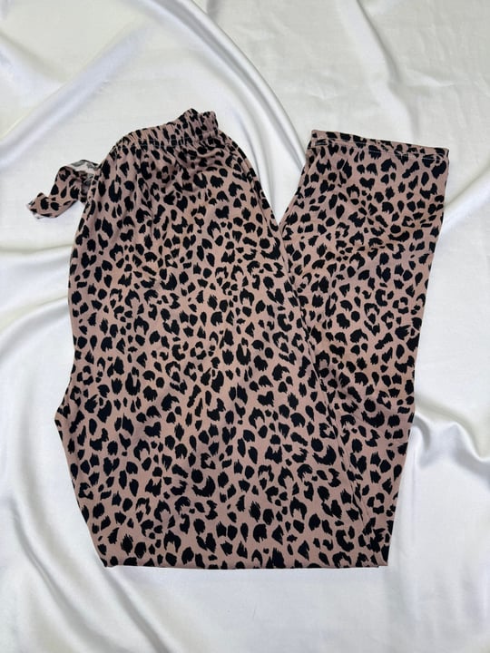 Ç9068 - MİLAN KUMAŞ LEOPAR PİJAMA ALTI - KAHVEREGİ 
