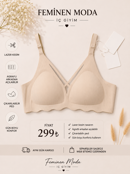 ç7899-lazer kesim fitilli sütyen-krem