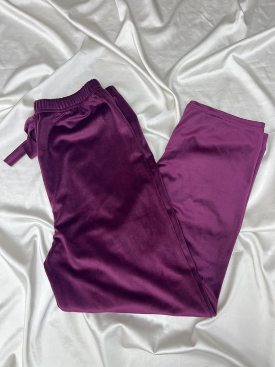 ç8911-O51-O55 fransiz lycra kadife eşofman altı mor