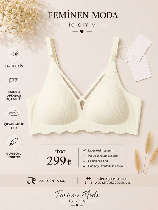ç7899-lazer kesim fitilli sütyen-beyaz