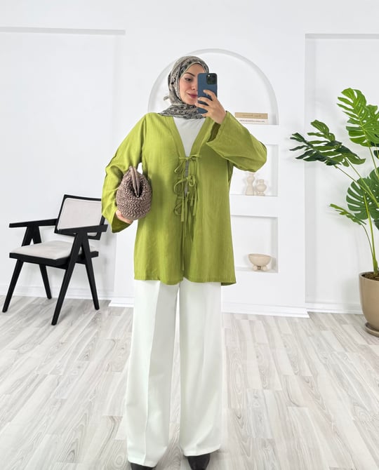 5292-çilek kumaş-önden bağlamalı kimono- yag yeşili 