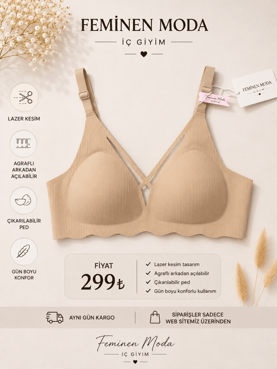 ç7899-lazer kesim fitilli sütyen-sütlü kahve